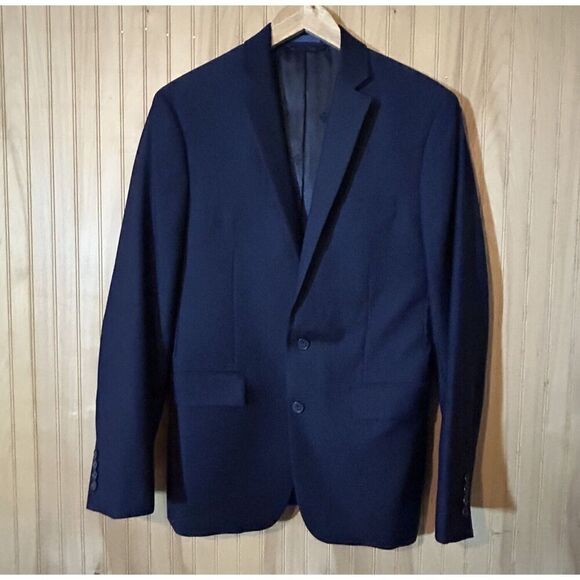 Ryan Seacrest Distinction Suit Jacket Navy Blue 38R 100% Wool - Picture 1 of 6